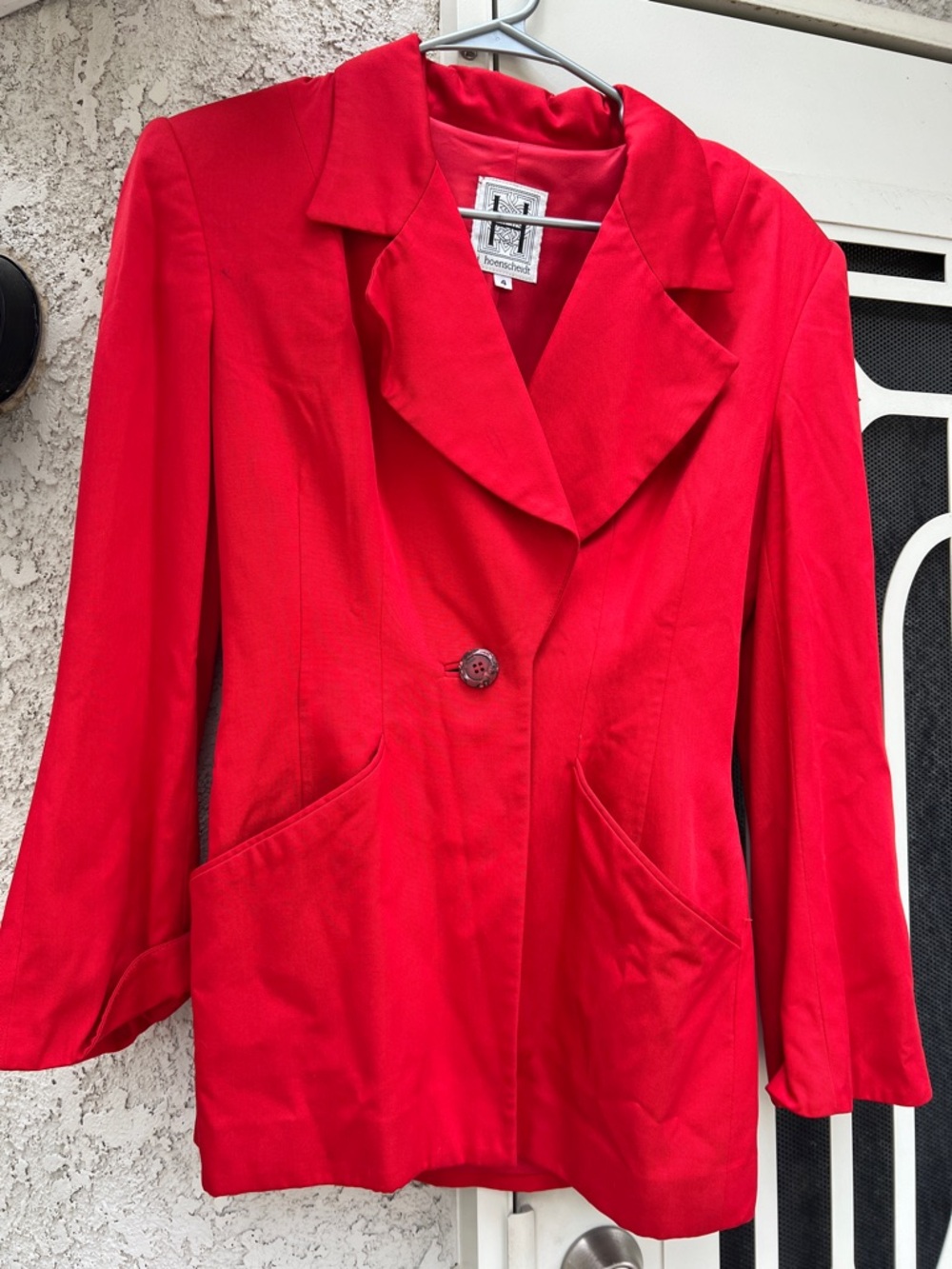 J. Hoenschedt Bright Red Single-Button Womens Blazer
